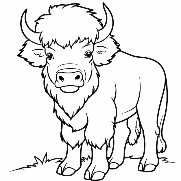 very simple super cute bison coloring page for kidvery simple