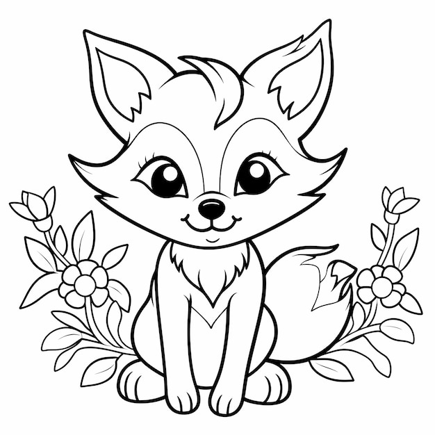 Photo very simple super cute fox coloring page for kidvery simple