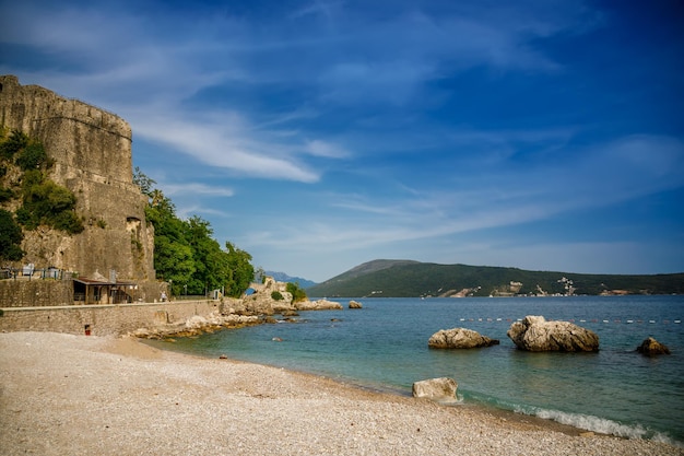 Very small city beach in Herceg Novi