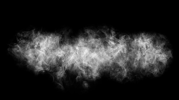 Very small drops of steam in chaotic motion on a black background