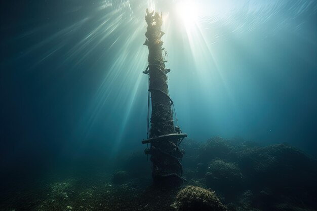 海の真ん中に非常に高い構造物