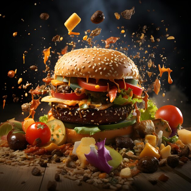 Photo a very tasty looking fast food burger