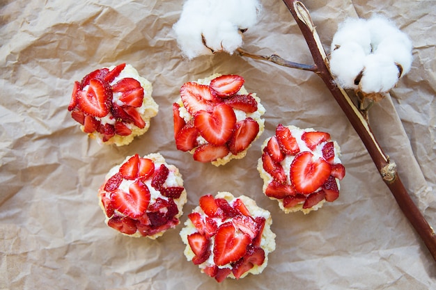 Very tasty muffins with fresh strawberries