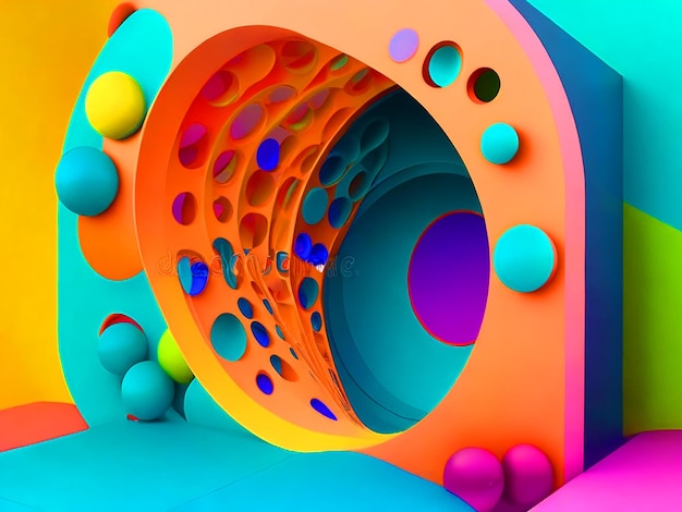 Very unique colorful and dimensional abstract hole illustration 3d image downloaded