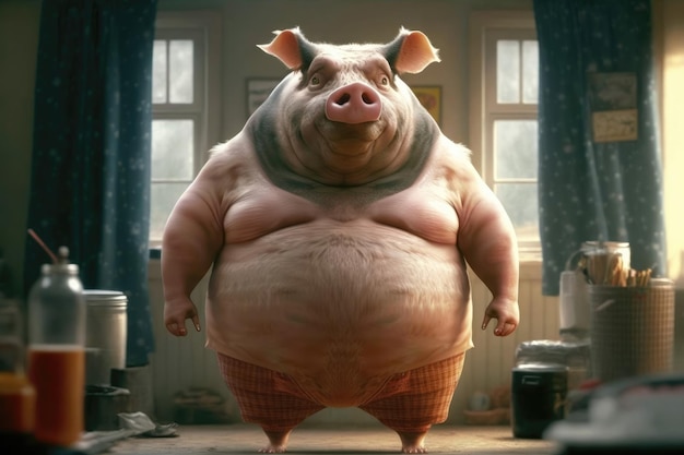 Photo very very fat pig full screen