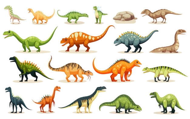 verzameling cartoons van dinosaurussen spritesheet geïllustreerde prehistorische rex
