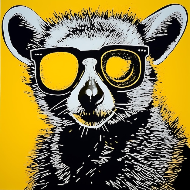 Verzameling grappige en artistieke pop-art prints met vertederende grappige dieren