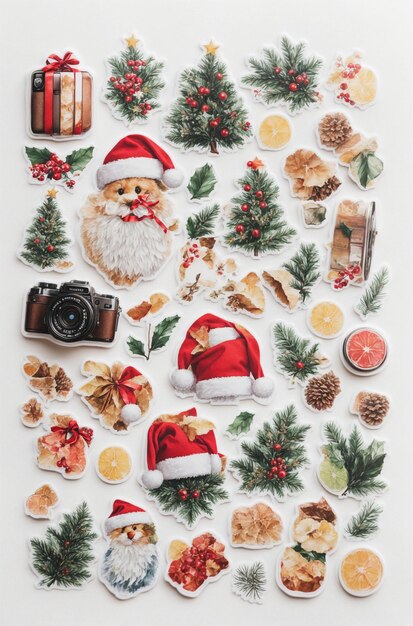 verzameling illustraties van stickers met kerst- en winterthema's 21