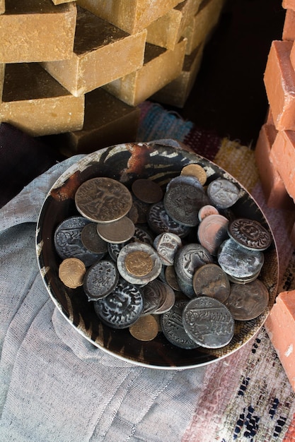 Foto verzameling oude metalen munten