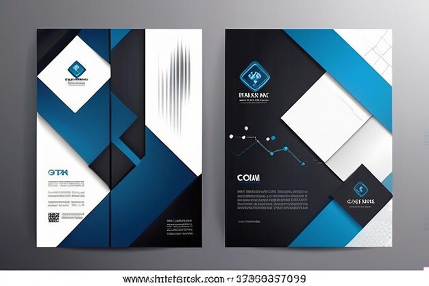 Foto verzameling poster flyer brochure of jaarverslag cover layout ontwerp sjabloon met blauw