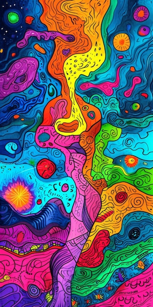 Foto verzameling psychedelische kunstwerken in levendige kleuren en patronen