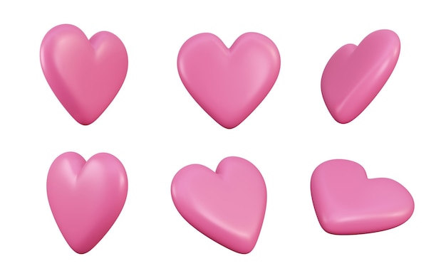 Verzameling van 3d harten Valentijnsdag 3d illustratie