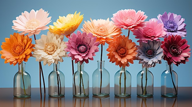 Verzameling van grunge oliegeschilderde gerbera madeliefjes