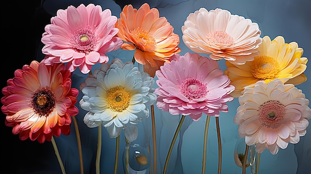 Verzameling van grunge oliegeschilderde gerbera madeliefjes