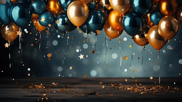 verzameling van kleurrijke ballonnen met een wazige achtergrond voor feest achtergrond