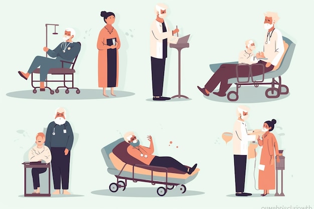 Verzameling van medisch personeel met patiënten