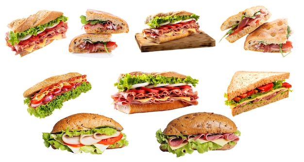 Foto verzameling van verschillende fastfood sandwiches