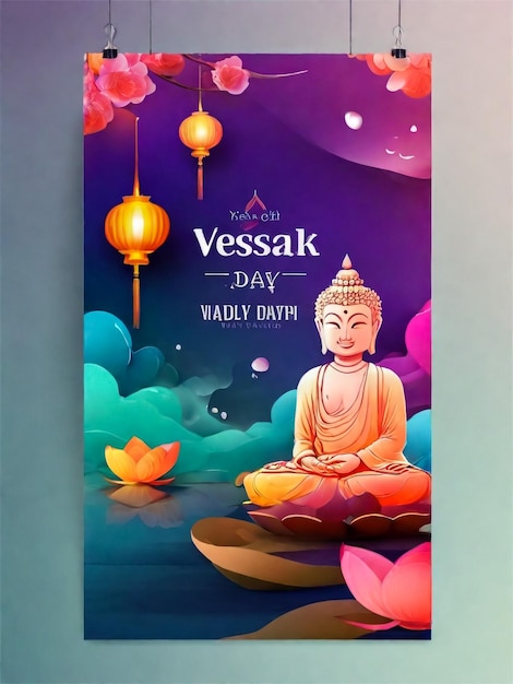 Vesak Day background vertical banner Vector greeting card