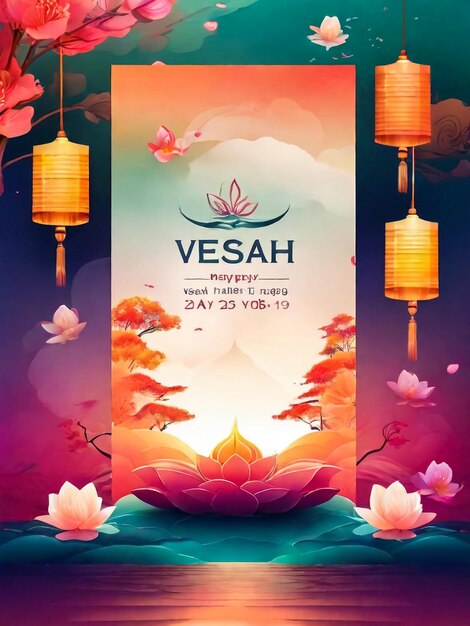 Photo vesak day celebration greetings vector happy vesak day vertical image of vesak day greetings