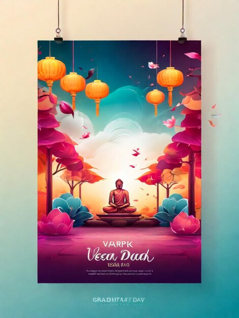 Vesak Day celebration greetings Vector Happy Vesak day Vertical Image of vesak day greetings