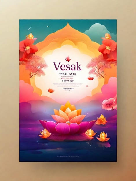 Vesak Day Celebration Vertical Poster Flat Cartoon Hand Drawn Templates Background Illustration