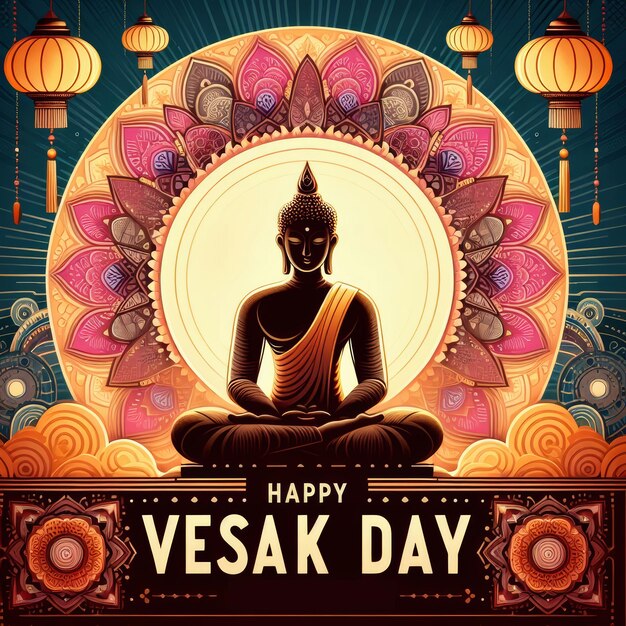 Photo vesak day poster illustration