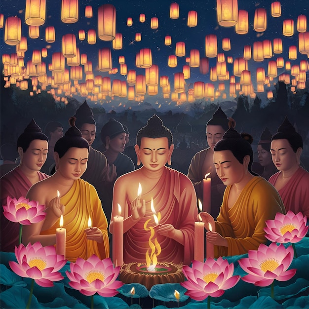 Vesak Night Illuminating Unity in Serenity