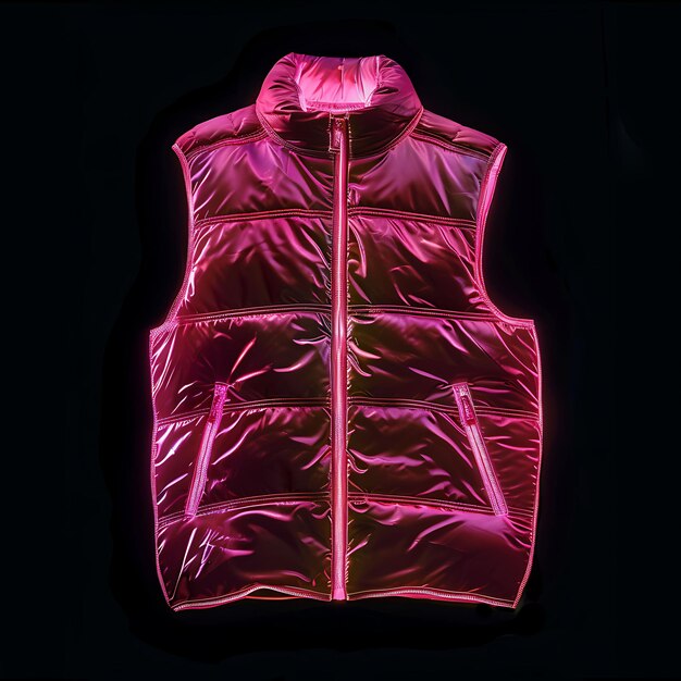 Photo vest with padded lining made with rayon crepe glowing in lum glowing object y2k transparent design