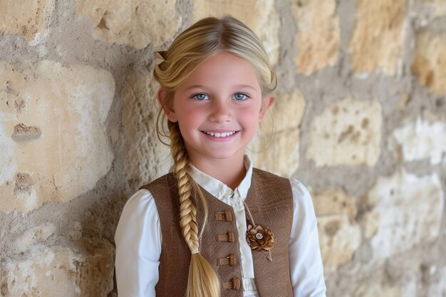 Foto vestal grin crescendo vesten zijn glimlachend meisje