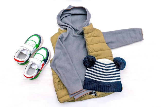 Vestjumpersweater and hat with sneakersbaby children's clothesclothing for spring autumn winter