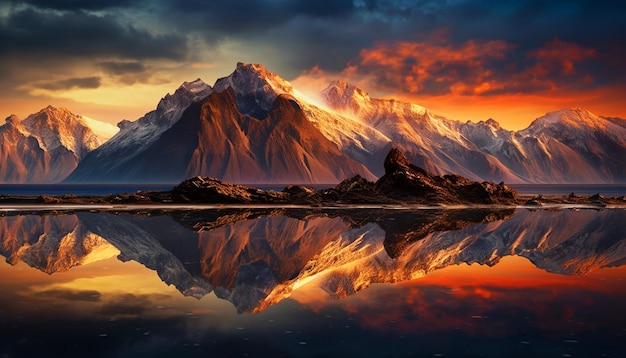 Foto vestrahorn bergen bij zonsondergang in stokksnes ijsland