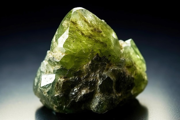 Везувианит ископаемый минеральный камень Геологический кристаллический ископаемый Темный фон крупный план
