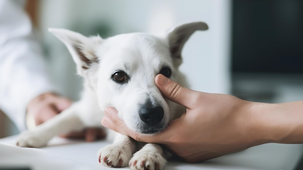 vet holding sick dog