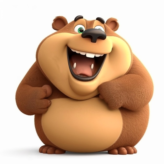 Vet vrolijke beer pluizige grappige schattige dier 3d illustratie op witte ongewone avatar