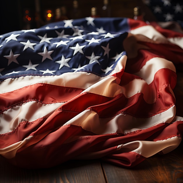 Veterans DayHappy Veterans Day concept American flags against a blackboard background November 11