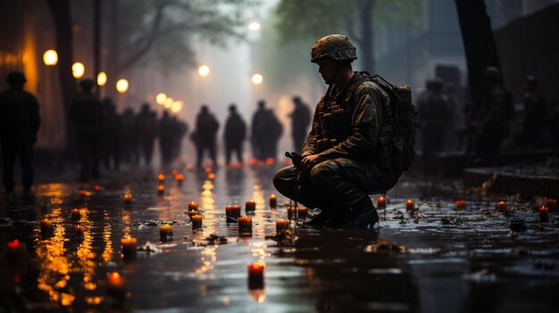 Photo veterans paying tribute to fallen comrades wallpaper