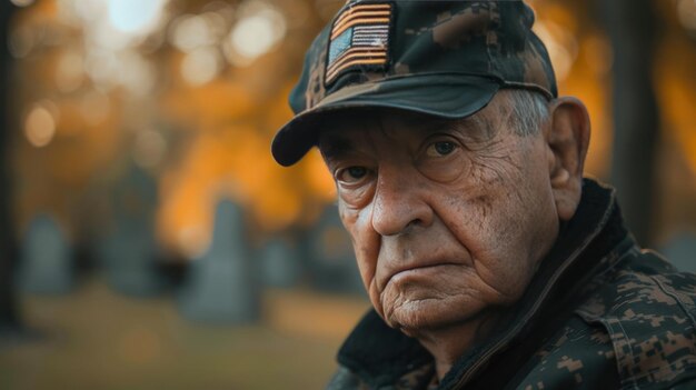 Photo veterans portrait in evening light