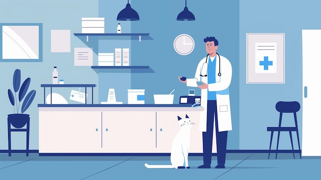 医師と医師の診療所の猫