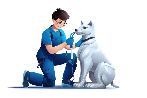 Photo veterinarian during the work d colorful illustration