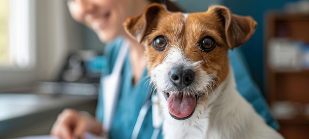 veterinarian hugging jack russell terrier compassionate veterinary interaction