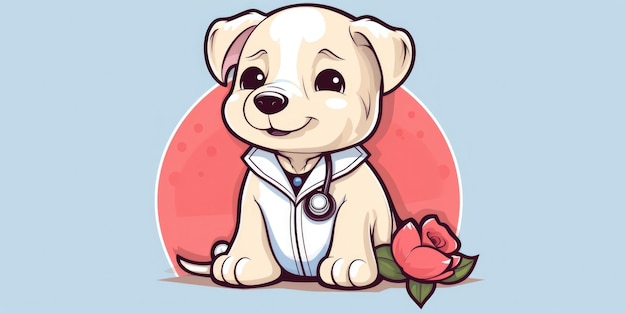 Veterinarian mascot for a company logo line art Generative AI