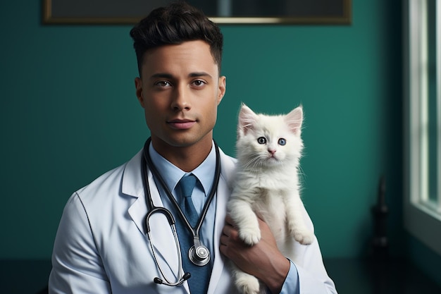 Veterinarian with a Pet on Transparent Background AI