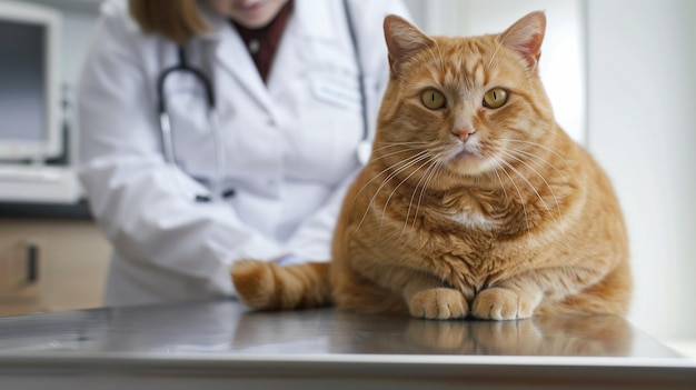 Photo veterinarian with red cat