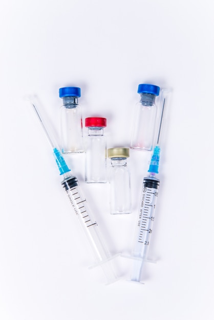 Veterinary medical vaccines and syringes for vaccination people and Pets