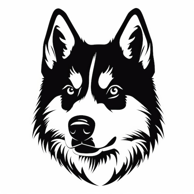 Vetgedrukte stencil Siberische husky hoofd silhouet vectorillustratie