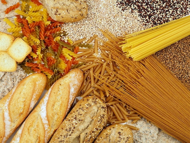 Vezelrijk voedsel pasta broodgranen en granen met lage GI-waarden