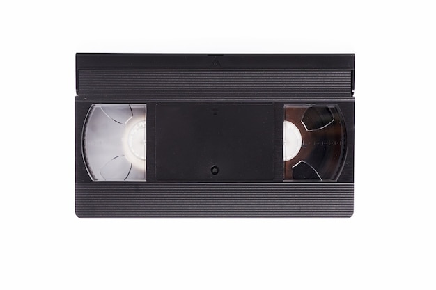 A VHS video cassette isolated on white