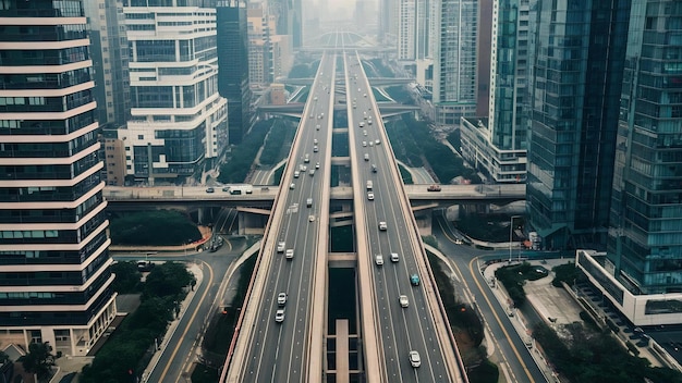 The viaduct traffic hub and modern architecture shanghai china