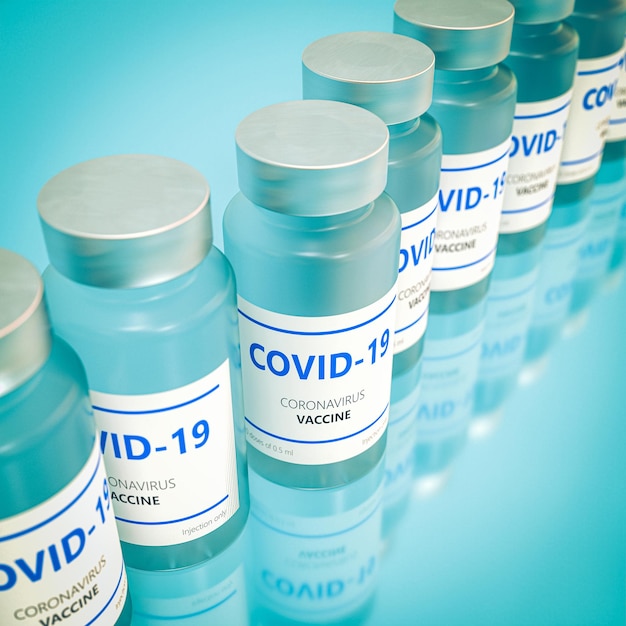 Vials of vaccine for the covid-19 virus.