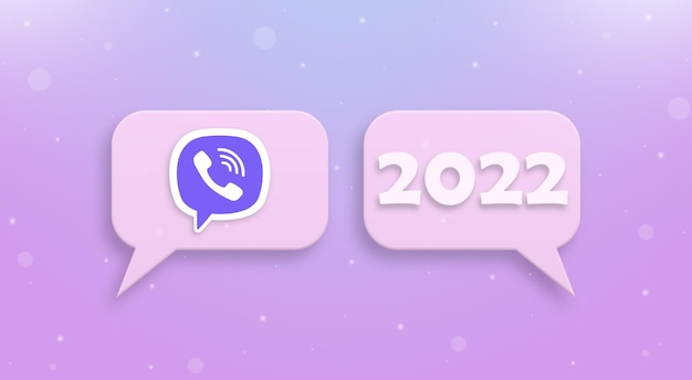 Viber icon and new year 2022 on speech bubble 3d